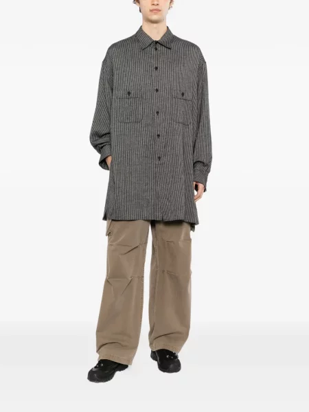 Ριγέ μακρύς πουκάμισο Yohji Yamamoto μαύρο