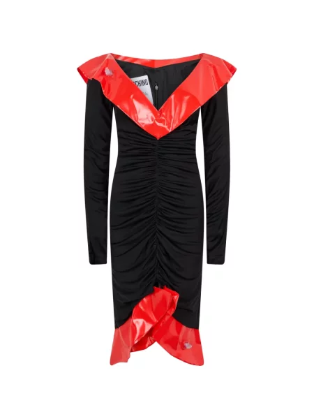 Lung rochie midi Moschino cu volane negru