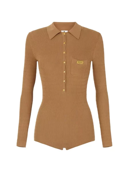 Pleteni kombinezon Elisabetta Franchi smeđa