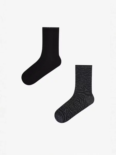 Penti Ponožky PENTI Glänzende Zebra-Baumwollsocken mit Glitzergarn černá