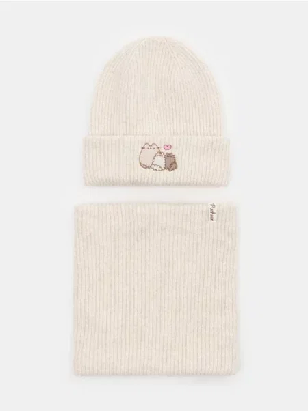 Sinsay Souprava čepice a šály Pusheen the Cat béžová
