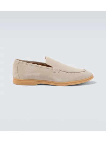 Pantofi loafer Eleventy din piele de căprioară gri