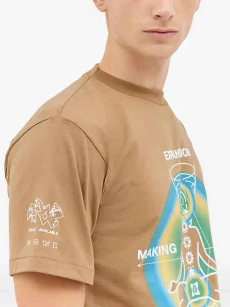 Tricou Space Available cu imagine cu decolteu rotund maro