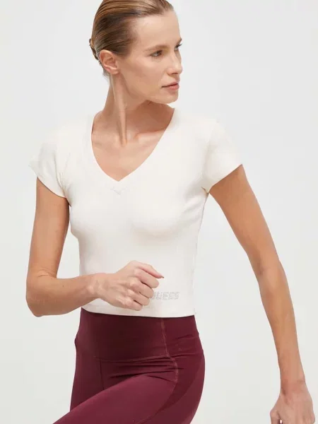 Тениска Guess EDIE бежово