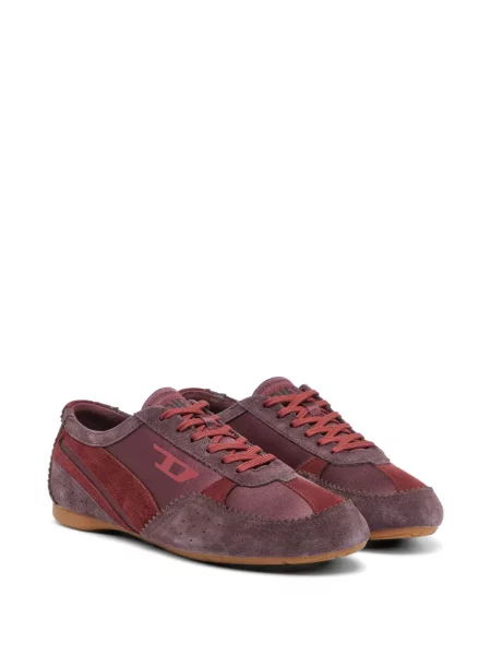 Sneakerși Diesel din piele de căprioară roșu