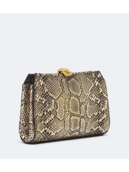 Kožna clutch torbica Nour Hammour sa zmijskim uzorkom