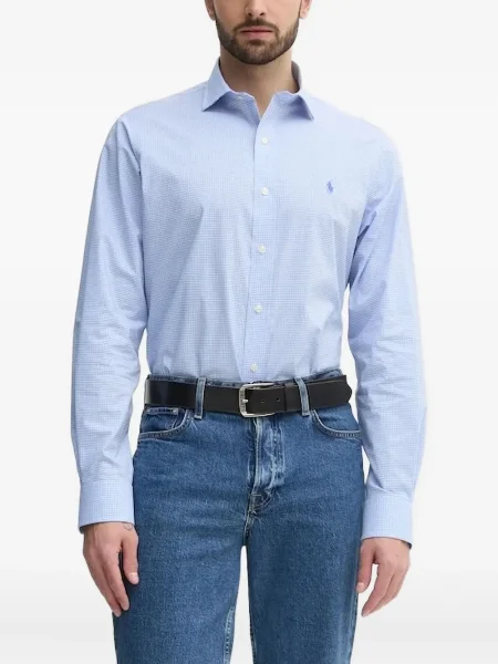 Dzianinowe haftowane sneakersy Polo Ralph Lauren garniturowe niebieskie