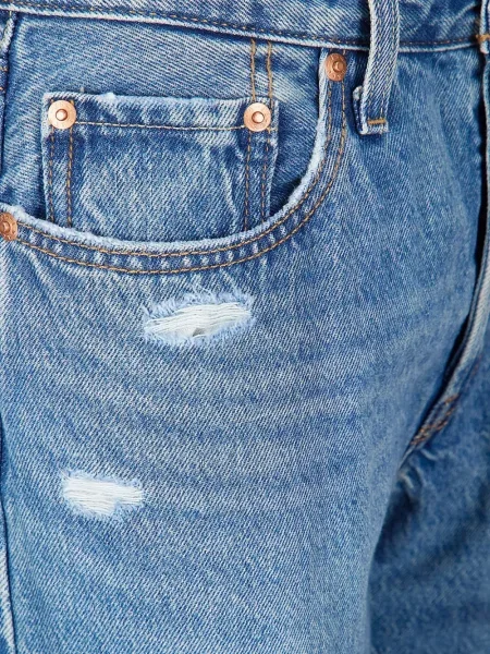 Cropp blugi drepți Levi's® zdrențuiți cu 5 buzunare albastru