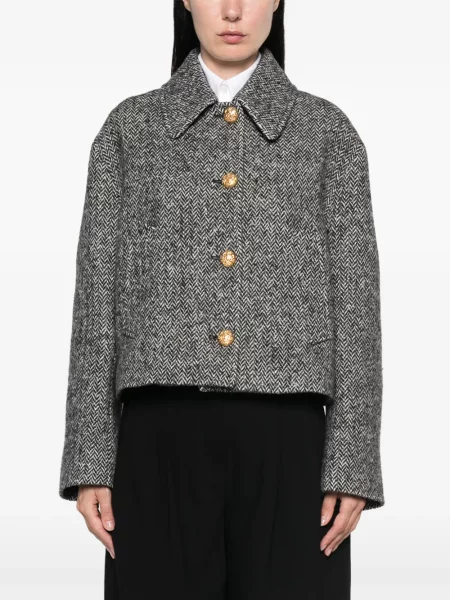 Geacă Valentino Garavani cu model herringbone negru
