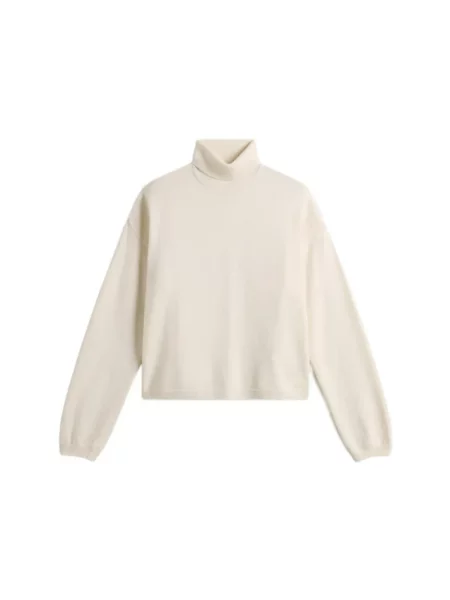 Sweter z golfem Woolrich wełniany do golfa beżowy