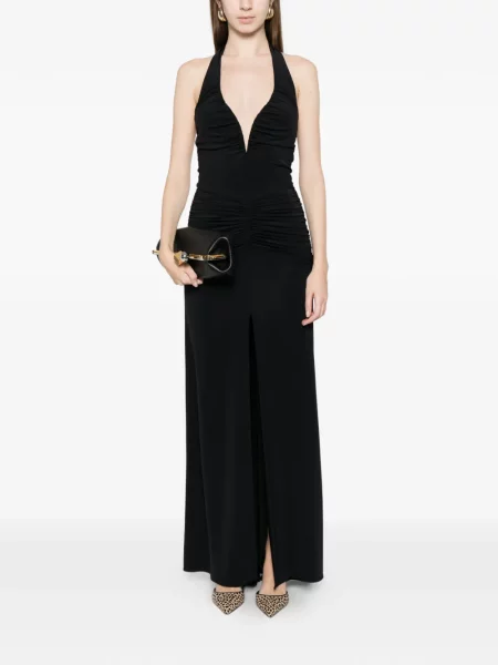 Rochie maxi Babylon cu decolteu în V cu volane negru