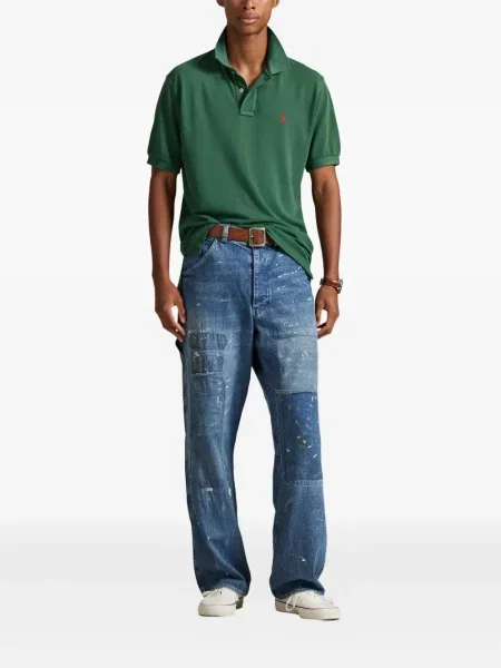 Dlouhá pruhovaná s límcem kšiltovka Polo Ralph Lauren modrá