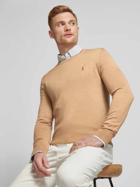 Polo Ralph Lauren sweter wełniany szary lekki brązowy