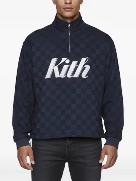 Пуловер Kith с принт синьо