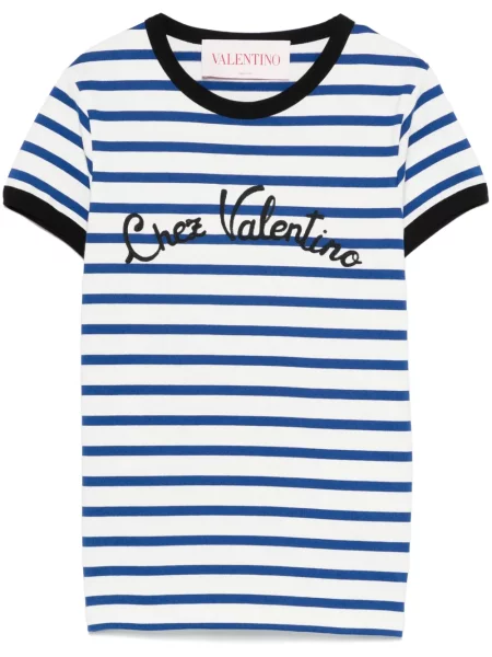 Tricou Valentino Garavani cu dungi albastru