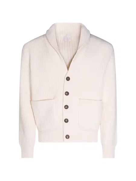 Gulerat cardigan Eleventy tricotate alb