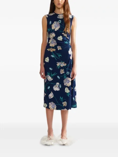 Rochie midi Erdem cu model floral cu imagine albastru