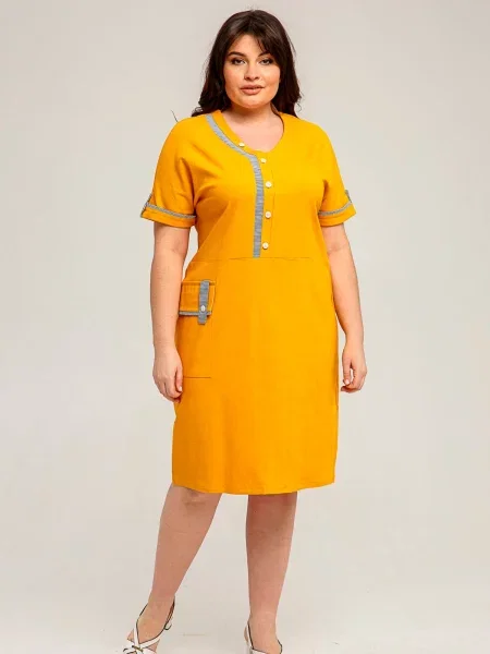 Лляна Сукня міді All Posa гірчичний