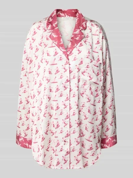 Góra od piżamy o kroju relaxed fit z dodatkiem i kołnierzem z połami Christian Berg Woman różowa