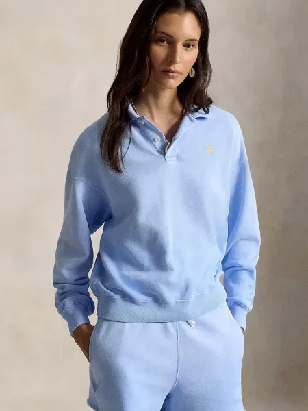 Polo Ralph Lauren hanorac pentru femei cu ISLAND FLC-KNT-SWEATSHIRT albastru