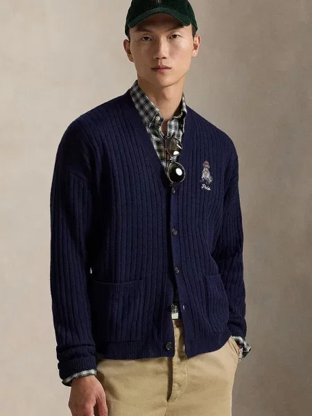 Polo Ralph Lauren kardigan wełniany granatowy