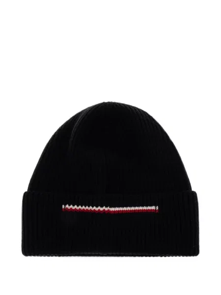 Căciulă Moncler tricotate cu autograf negru