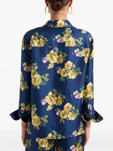 Cămașă La Doublej cu model floral albastru
