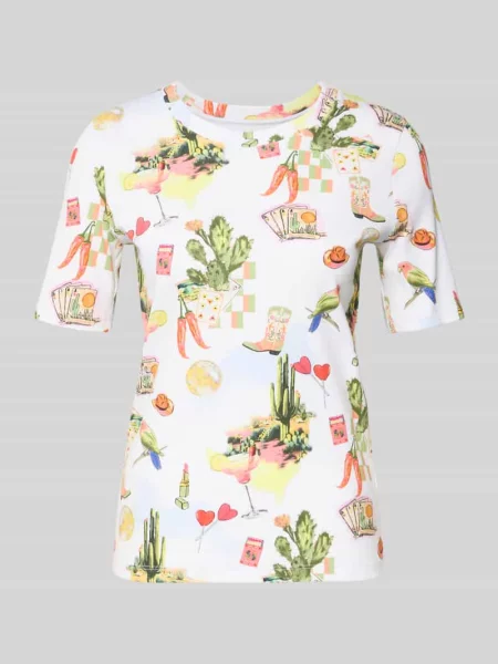 T-shirt we wzorze na całej powierzchni Marc Cain biała