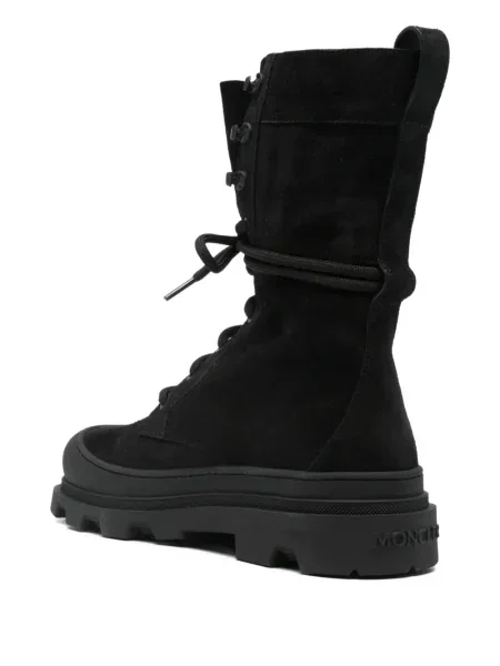 Botine Moncler cu șireturi din dantelă cu autograf negru