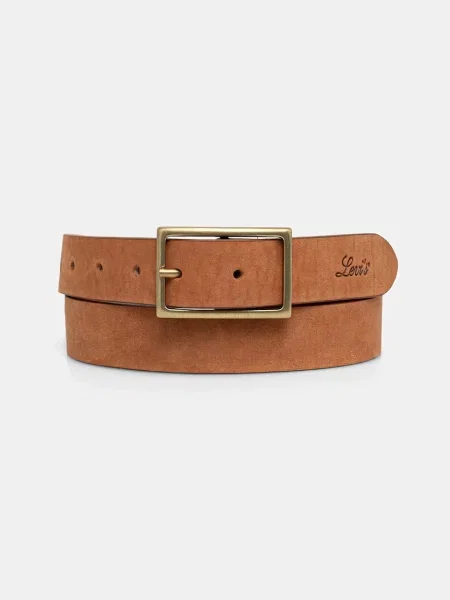 Levi's Usnjen pas RECTANGLE BUCKLE oranžna
