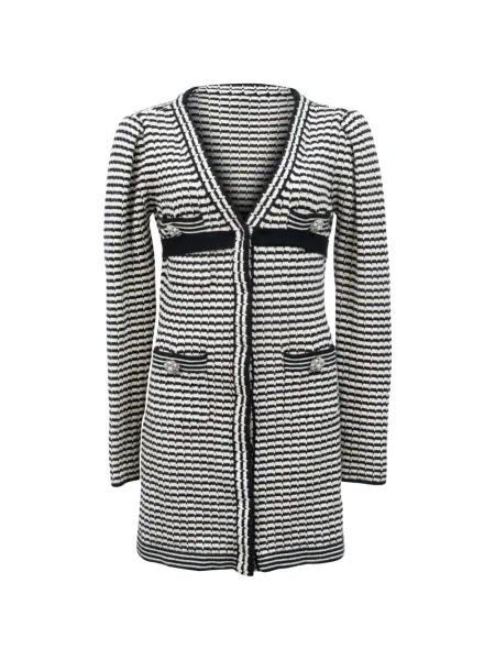Rochie mini Self-portrait cu dungi de costum alb