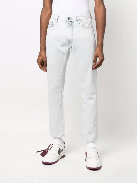 Pruhované džíny Off-white s potiskem bílé