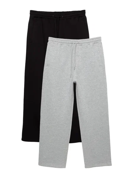 Pull&Bear Pantaloni gri deschis negru