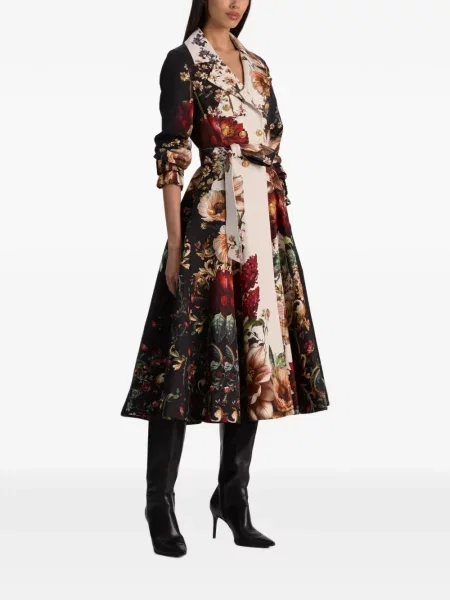 Тренчкот Alice + Olivia на цветя с принт черно