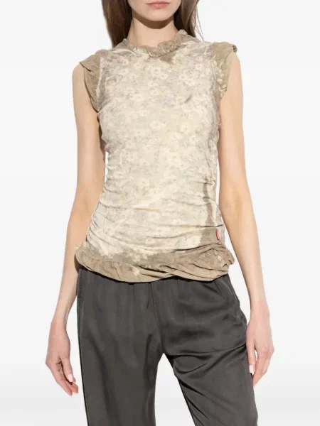 Top Diesel cu model floral cu imagine verde