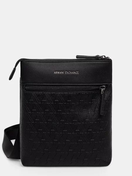 Armani Exchange geantă mică pentru bărbați cu imitație de piele negru