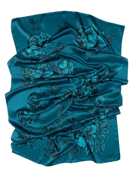 Fular Elizabetta cu model floral cu imagine albastru
