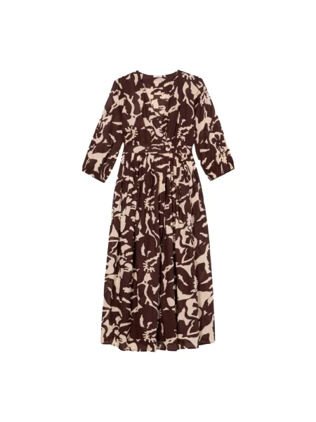 Sukienka midi Oltre do kolan brązowa