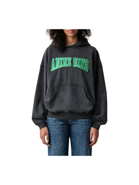 Bluza z kapturem Anine Bing z kapturem szara