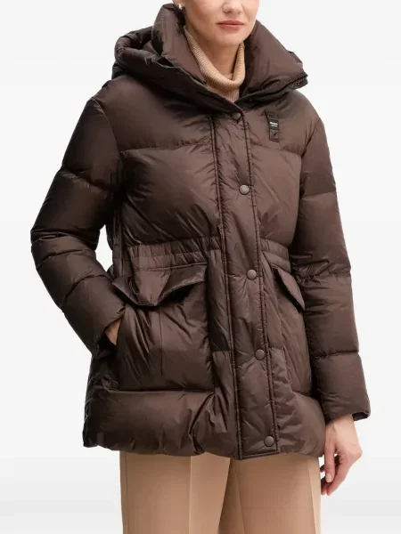 Geacă cu puf Blauer cu glugă maro