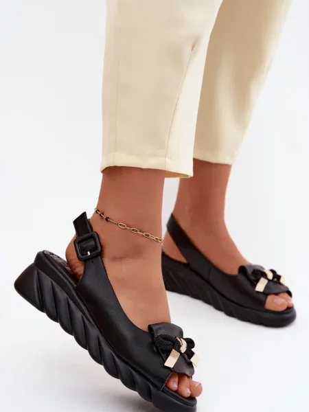 Sandale Artiker din piele cu platformă negru