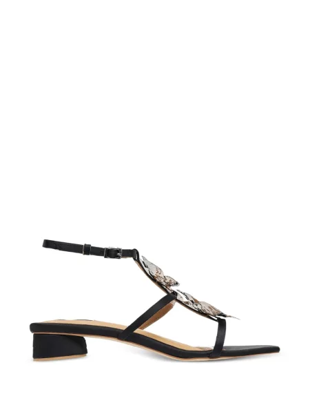Сандали Pace на цветя с апликация черно