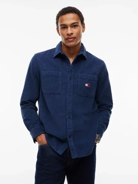 Tommy Jeans Košeľa námornícka modrá / červená biela
