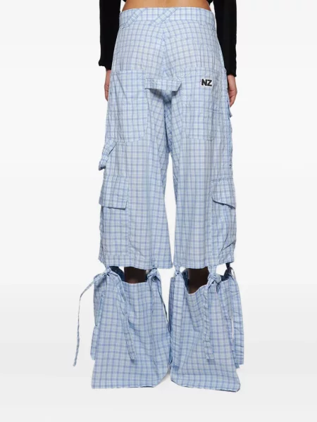 Pantaloni cargo Natasha Zinko în carouri albastru