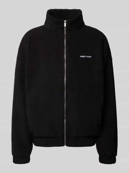 Kurtka z polaru o kroju regular fit z wyhaftowanym logo Pegador czarna