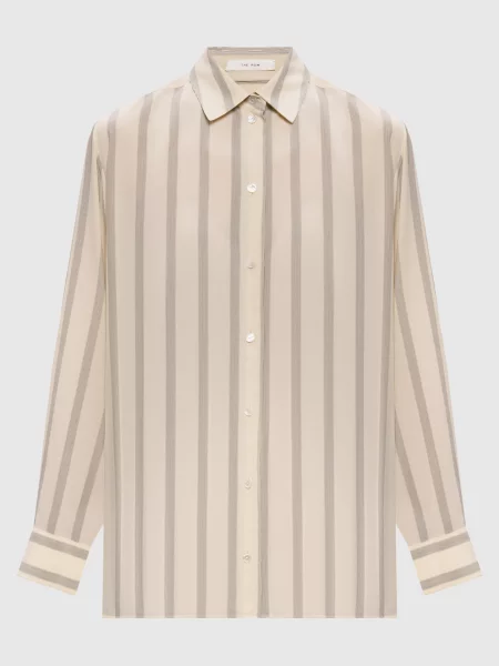 Блуза Sisilia із шовку в смужку The Row бежева