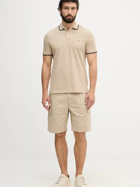 Tricou polo Tommy Hilfiger bej
