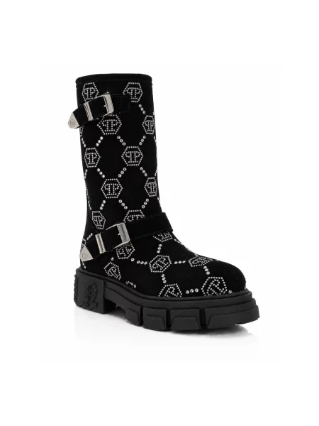 Botki Philipp Plein zamszowe czarne