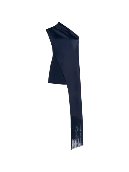 Rochie mini Taller Marmo cu franjuri asimetrică albastru