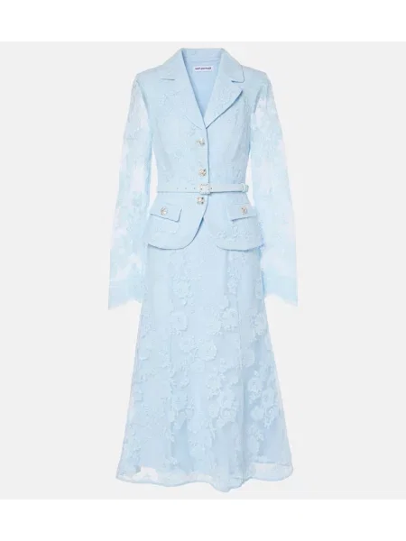 Rochie midi Self-portrait din dantelă până la genunchi de costum albastru